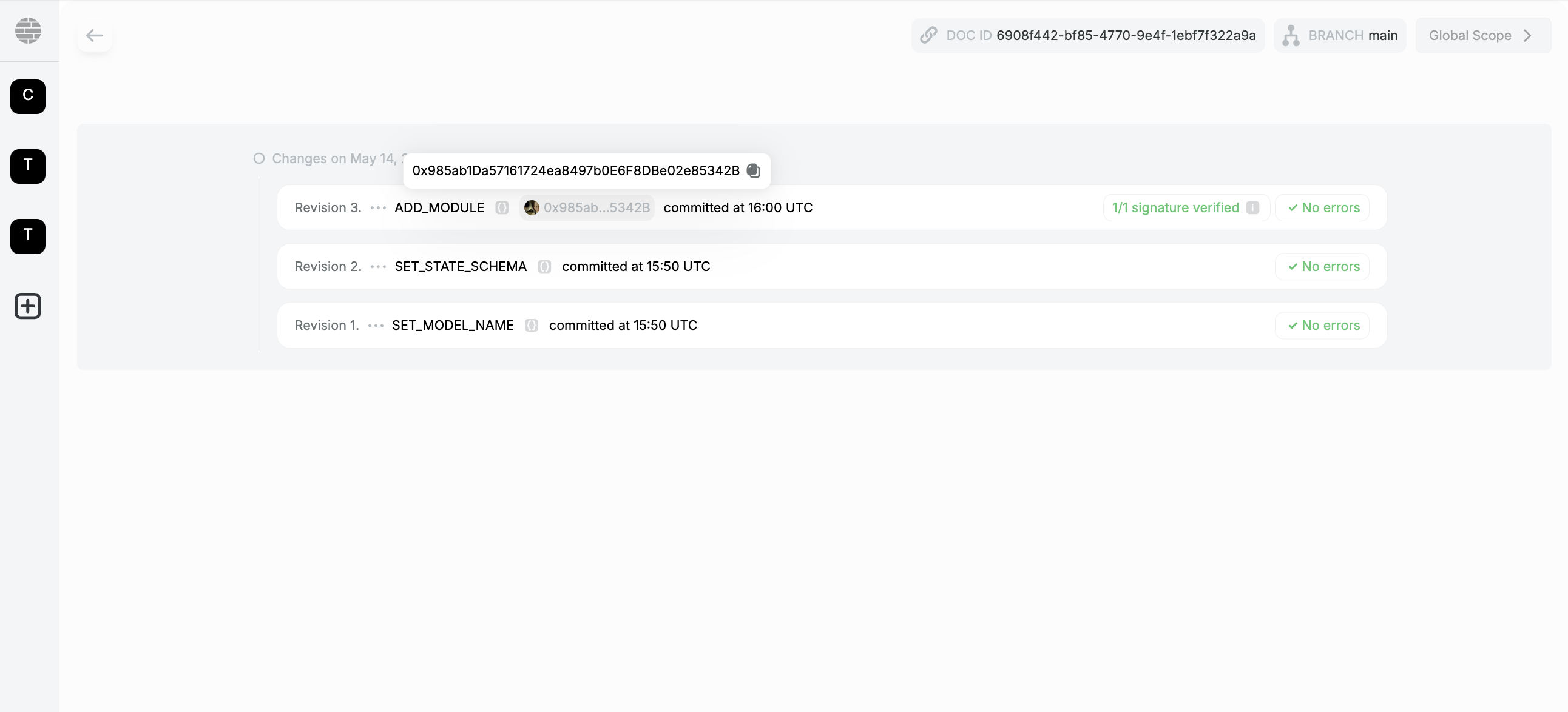 Committer Address Popup
