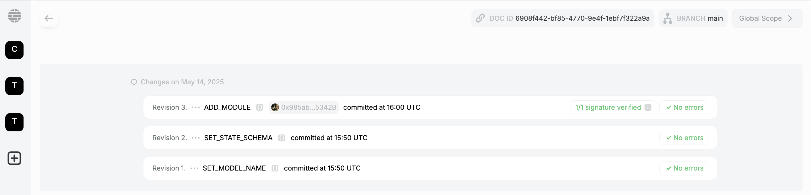 Revision History List