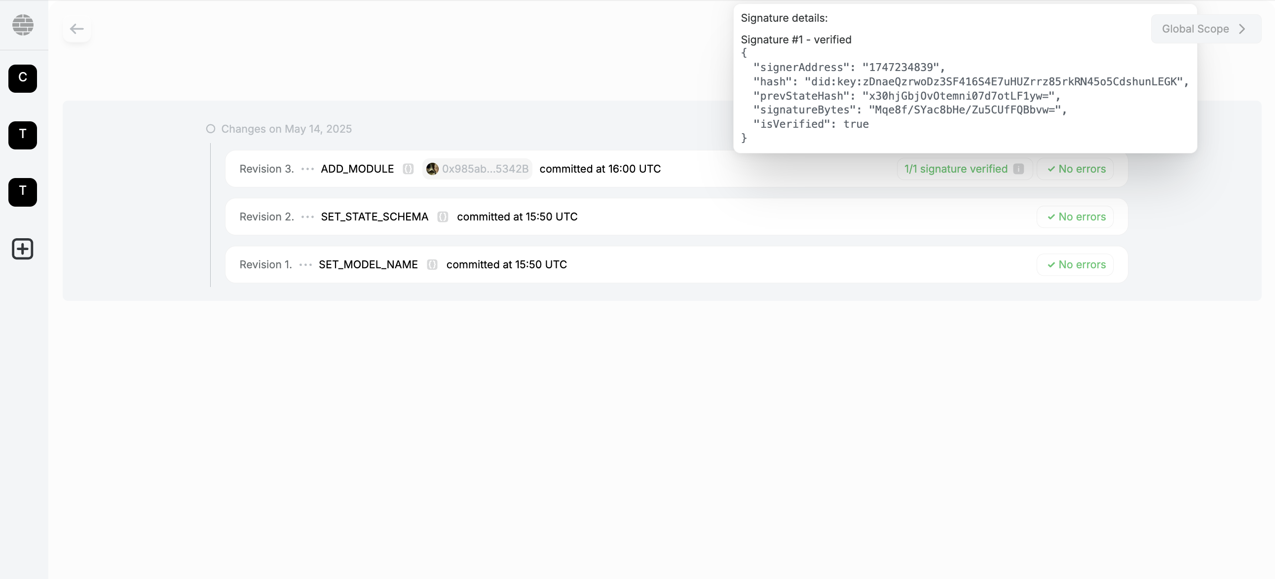 Signature Details Popup